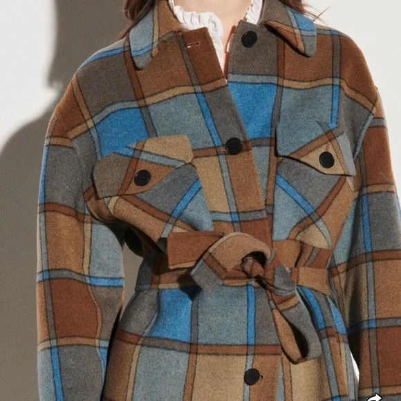 New with tags Women Sandro Checked jacket with belt $640+ tax
